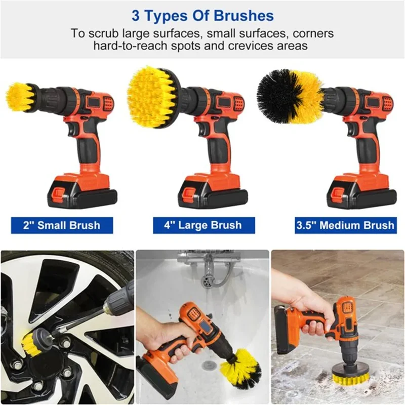 3 pcs/set drill brush set powe - مراجعة Power Tools List وسعره